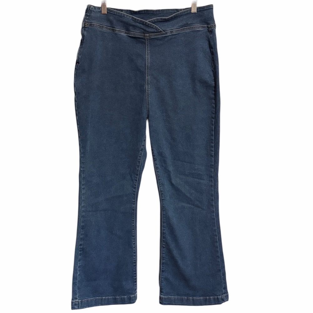 Cider Bootcut High Rise Jeans Pull-on Side Zip Stretch Denim Flare 1X 14 16